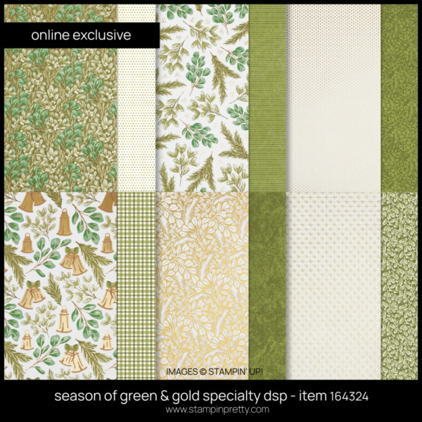 season of green & gold specialty dsp - item 164324 FROM STAMPIN' UP! ORDER FROM MARY FISH - STAMPIN' PRETTY - EARN TULIP LOYALTY REWARDS