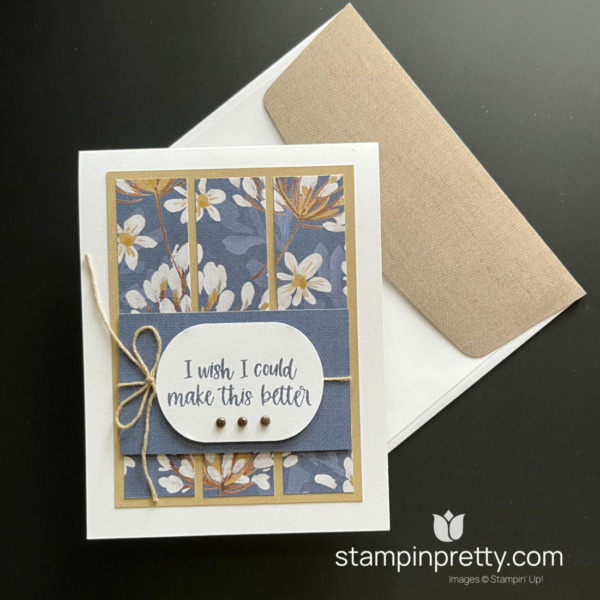 Create a sympathy card using the Wildly Flowering Designer Series Paper from Stampin' Up! Card by Mary Fish, Stampin' Pretty - Free Tutorial (1)