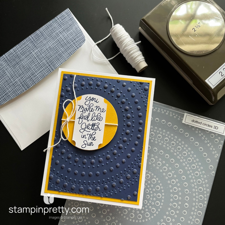 Create this Simple Sunshine Card with the Dotted Circles Embossing Folder by Stampin' Up! Mary Fish, Stampin' Pretty