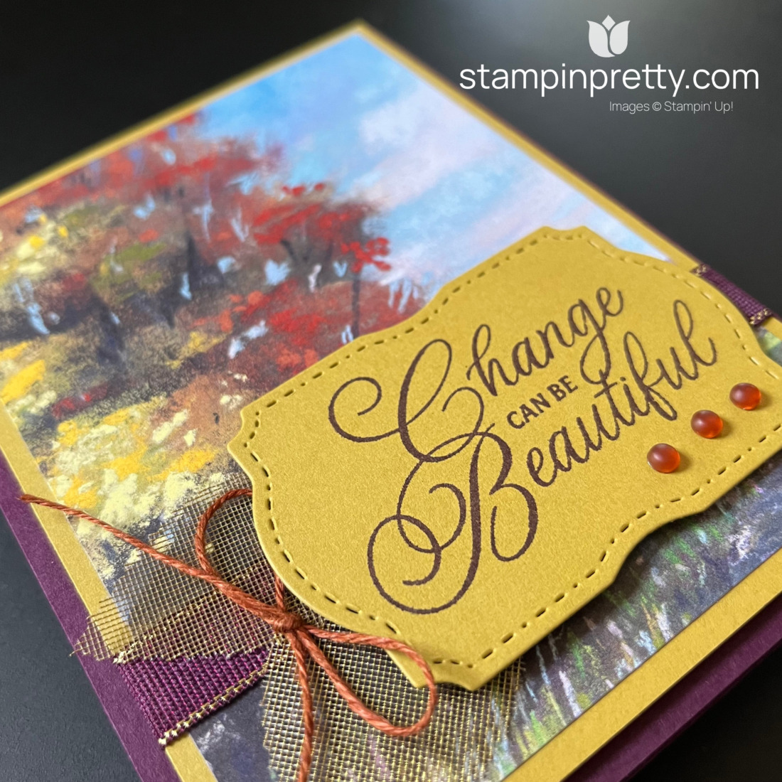 Create this gorgeous clean and simple autumn card with the Splendid Autumn Designer Series Paper by Stampin' Up! Card by Mary Fish, Stampin' Pretty