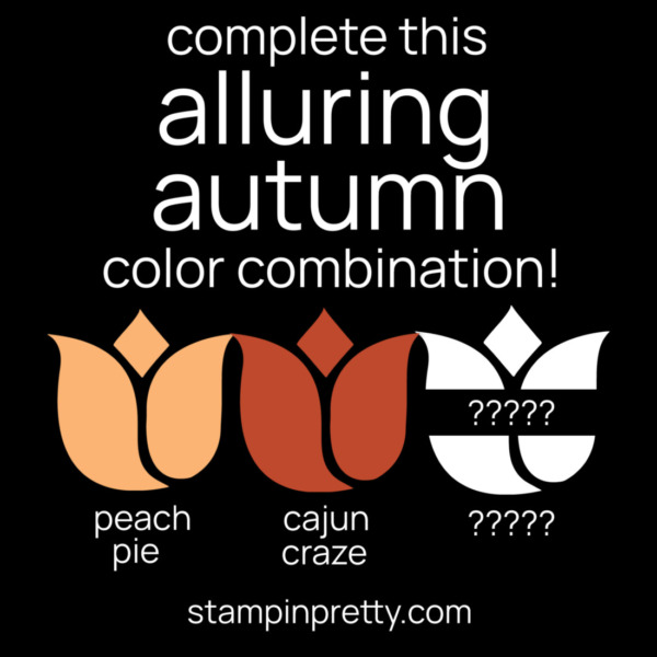 complete this alluring autumn color combination - mary fish, stampin' pretty - peach pie, cajun craze and ___