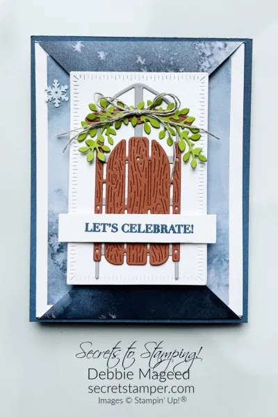 A Stampin' Pretty Pals Sunday Project Showcase Pick Sophisticated Sled Thank You Card - Debbie Mageed